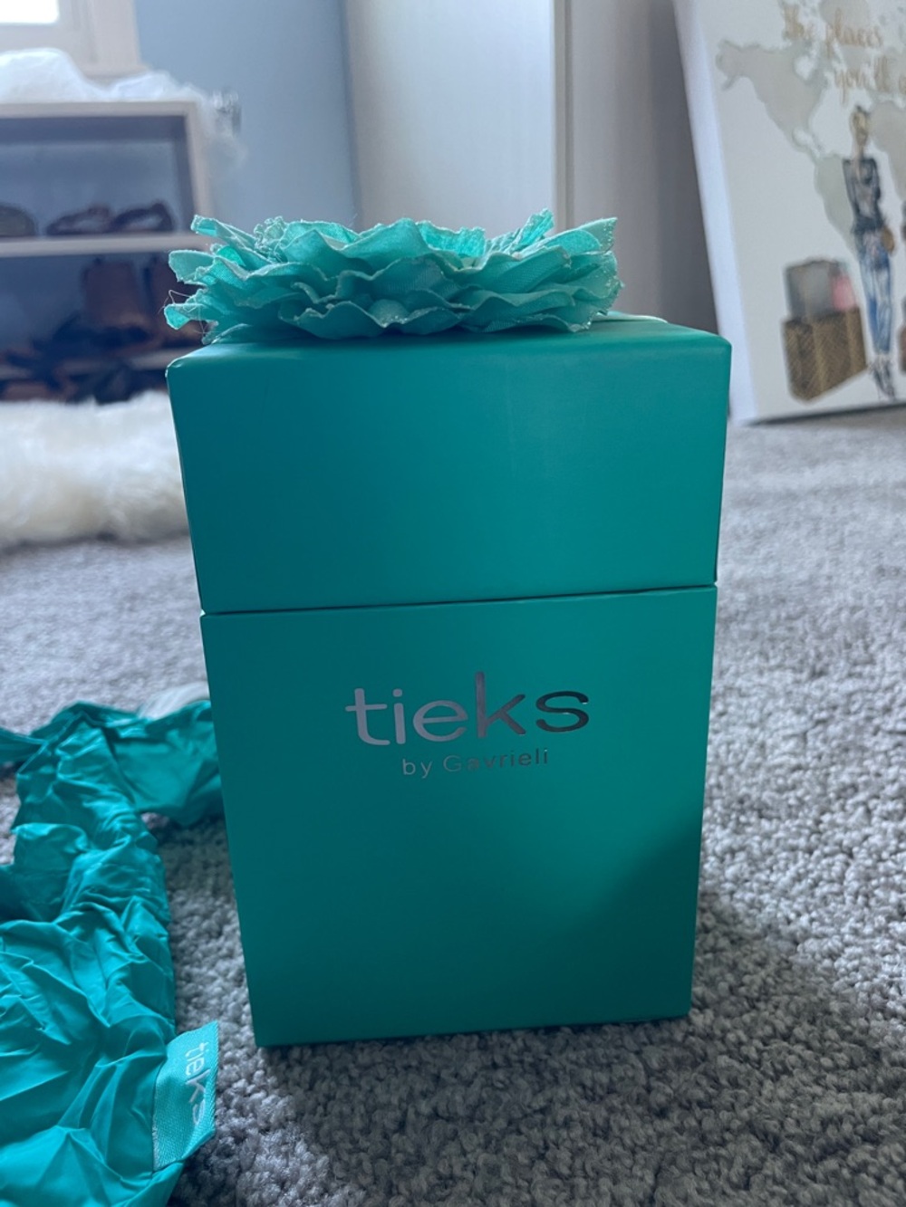 Tieks Black Leather Ballet Flats with Teal Pull Tabs - Picture 9 of 9